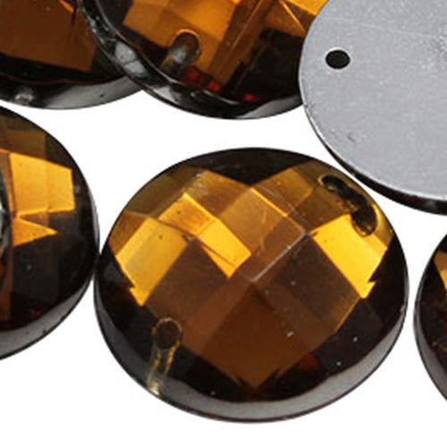 brown smokey topaz sew on round flat back acrylic gems jewels gemstones sewing embellishments garment making diy craft costume making