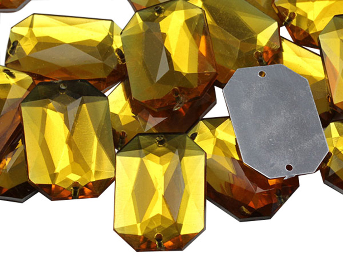 gold topaz octagon flat back sew on sewing beads craft gems plastic rhinestones acrylic gemstones jewels with holes for clothing embellishments costume making cosplay diy garment prop making dress jewels for fabric crystals allstarco