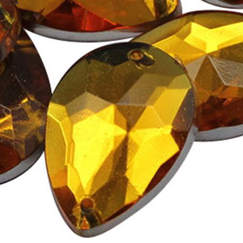 Gemas para coser en forma de lágrima de topacio dorado - 18 x 13 mm - 50 piezas
