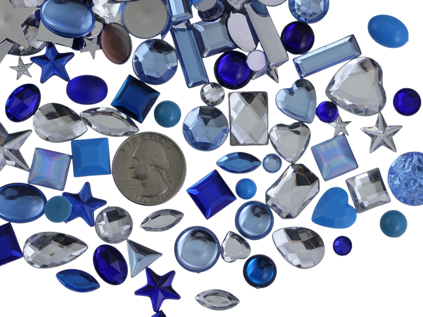 Winter Wonderland Mix Blue & Clear Flat Back Gems In Bulk