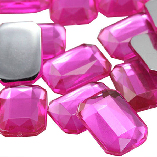 Octagon Acrylic Gems Flat Back 25x18mm 15 Pcs Pink JG03
