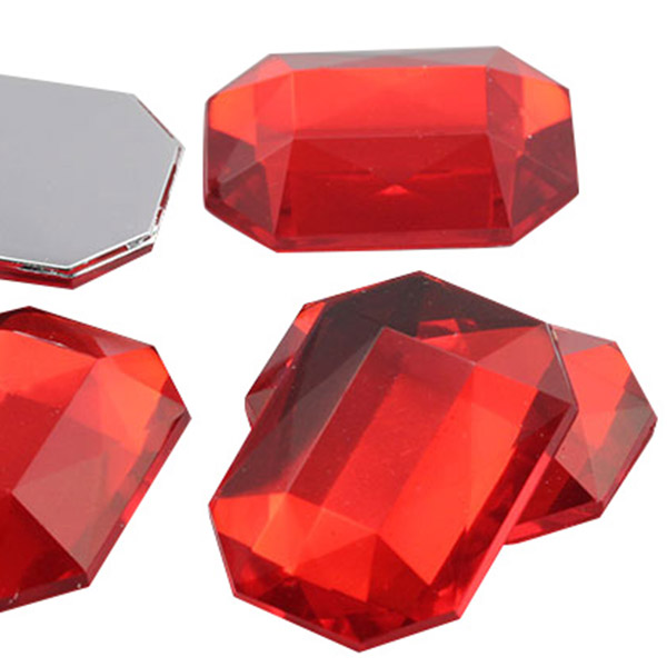 KraftGenius Allstarco 43mm Red Ruby H103 Flat Back Round Acrylic Gems Pro Grade Individually Wrapped - 4 Pieces