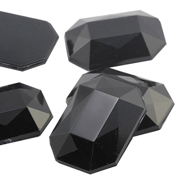 Octagon Acrylic Gems Flat Back 25x18mm 15 Pcs Black Jet A11