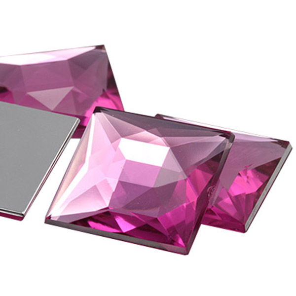 Square Acrylic Gems Flat Back 24mm 14 Pcs Pink Hot A20