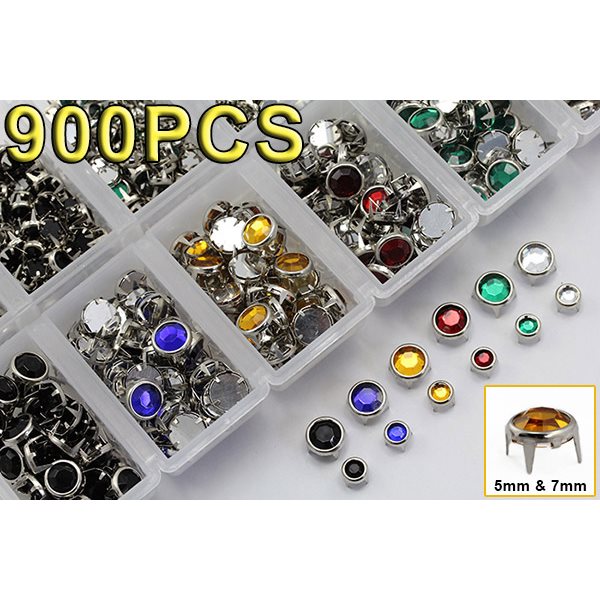 Bedazzler Supplies Rhinestone Stud Refills - Mixed Sizes and Colors - 900pcs