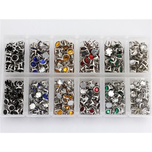 Bedazzler Supplies Rhinestone Stud Refills - Mixed Sizes and Colors - 900pcs