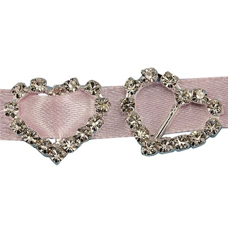 18mm Heart Crystal Rhinestone Ribbon Buckles For Card Making and DIY Wedding Invitations - 10 Pieces