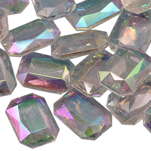 Alejandra Emerald-Cut Rhinestone Iron-On Decorative Trim - Crystal