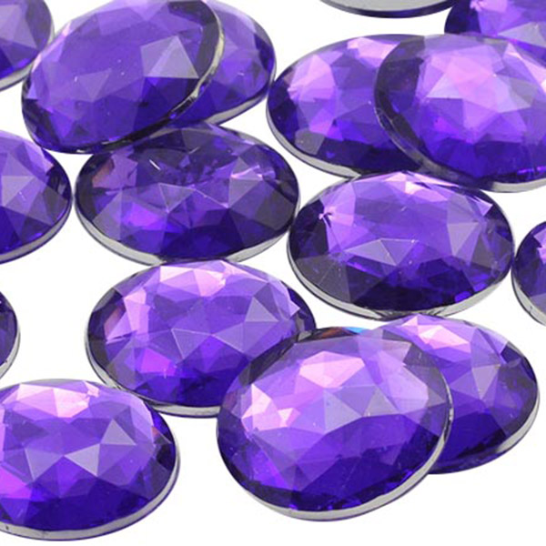 Allstarco 13mm Purple Amethyst .NAT02 Flat Back Round Acrylic Gems High Quality Pro Grade - 50 Pieces