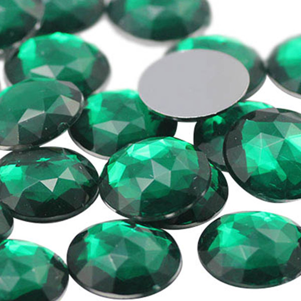 18x13mm Xmas Green JG02 Flat Back Octagon Acrylic Gemstones For Crafts - 30  PCS