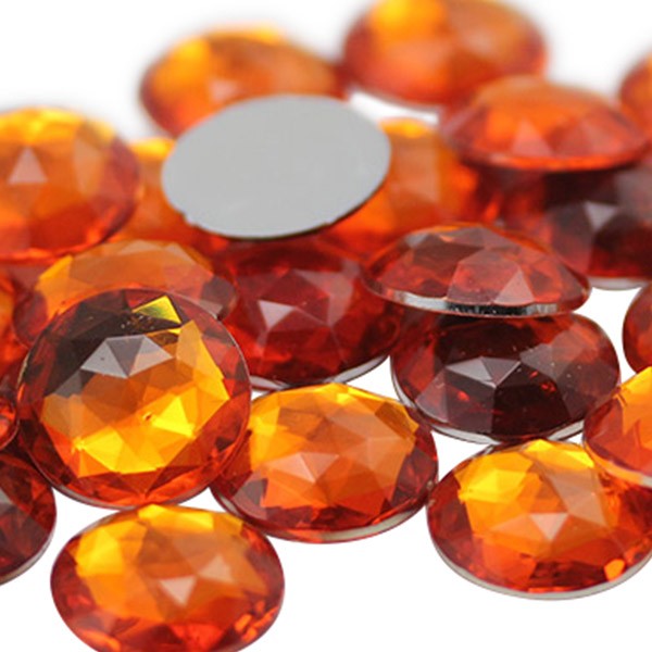 30mm amber round faceted glass jewel flat back 