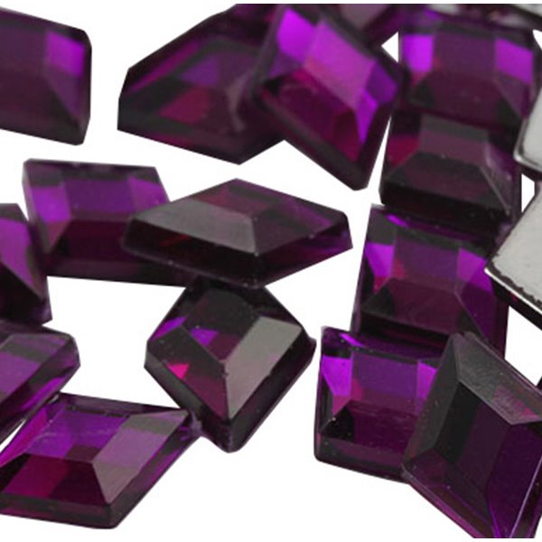 Diamond Acrylic Gems Flat Back 67x48mm Purple Amethyst H105 2 Pcs