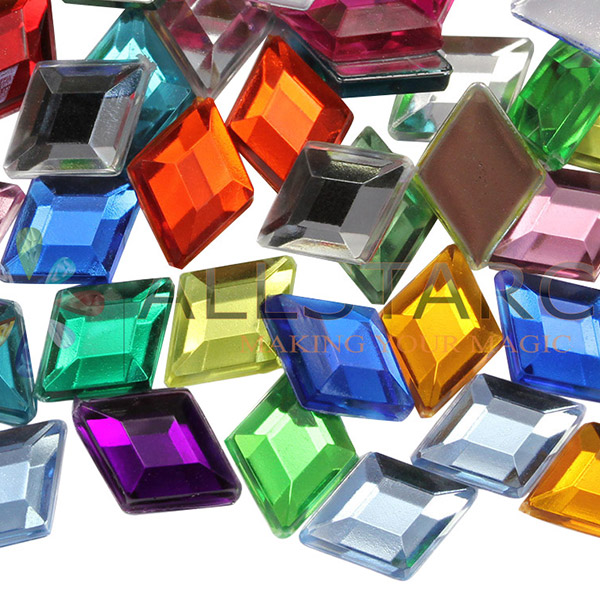 Diamond Acrylic Gems Flat Back 10x7mm 100 Pcs Assorted Colors 300pcs