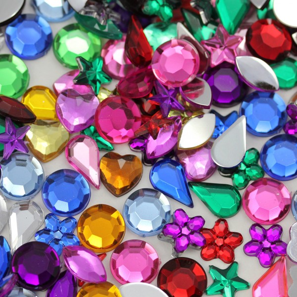 Flat Back Acrylic Gems in Bulk Assorted Shapes Colors 8mm 10mm 1400PCS