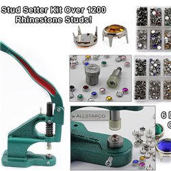 Starter Kit - Stud Setter Plus Approx 1200 Rhinestone Studs In 3 Sizes And 6 Assorted Colors.