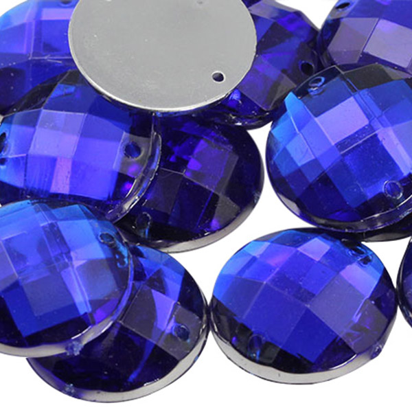 Allstarco 40mm Blue Sapphire H104 Flat Back Round Satellite Acrylic Gems Pro Grade - 4 Pieces