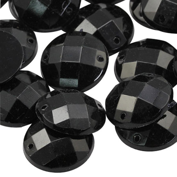 John Bead Acrylic Round Flat Back Rhinestones 12mm (ss50) Crystal 400Pcs/Bag - Black