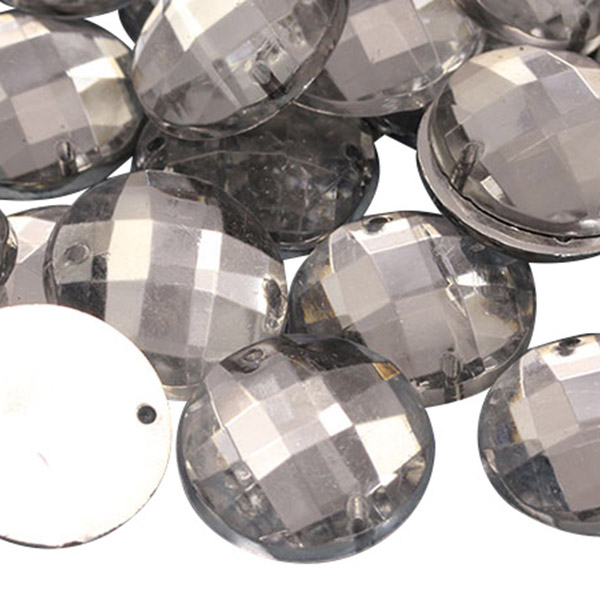 25 Clear Faceted Round Flatback Glass Crystal Rhinestone Gems 16mm No Hole