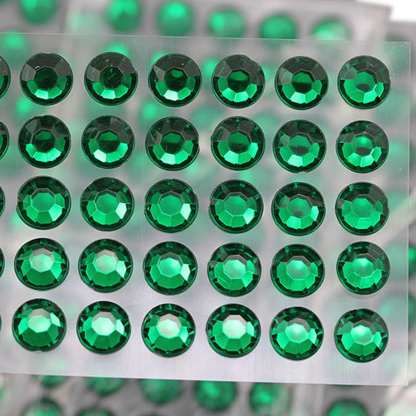 10mm SS46 Green Self Adhesive Acrylic Rhinestones Plastic Face Gems Stick on Bod