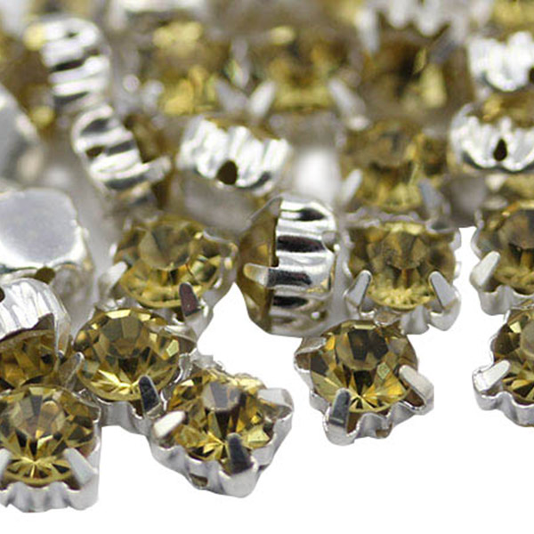 Lot of 100 Rhinestones Set to Sew on in 6 Mm Crystal AB Color 