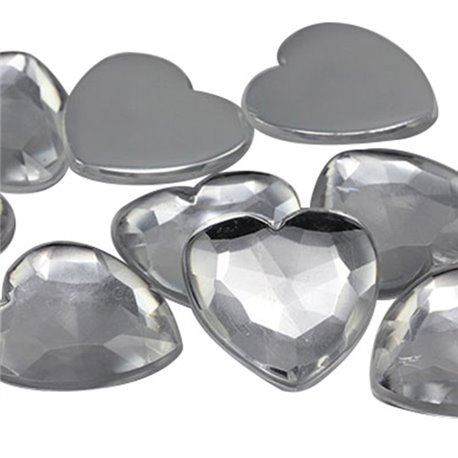 Heart Acrylic Gems Flat Back 25mm 18 Pcs