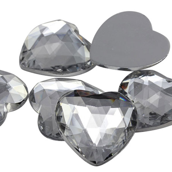 Chuangdi 516 Pcs Acrylic Heart Rhinestone Heart Crystal Gems Rhinestone  Flat Back Heart Rhinestones 18mm/12mm/10mm/6mm for Valentine's Day Wedding