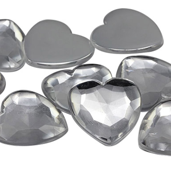 40 Pcs Acrylic Heart Rhinestone 15mm Flat Back Plastic Gems Light