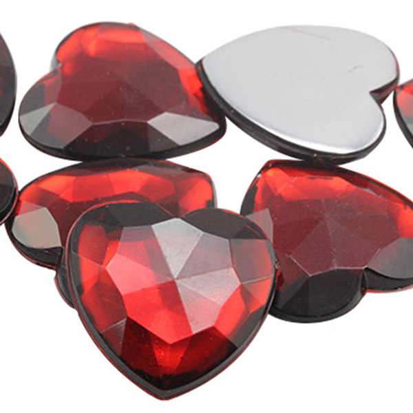 Heart Acrylic Gems Flat Back 50mm Crystal Clear AB H702 2 Pcs