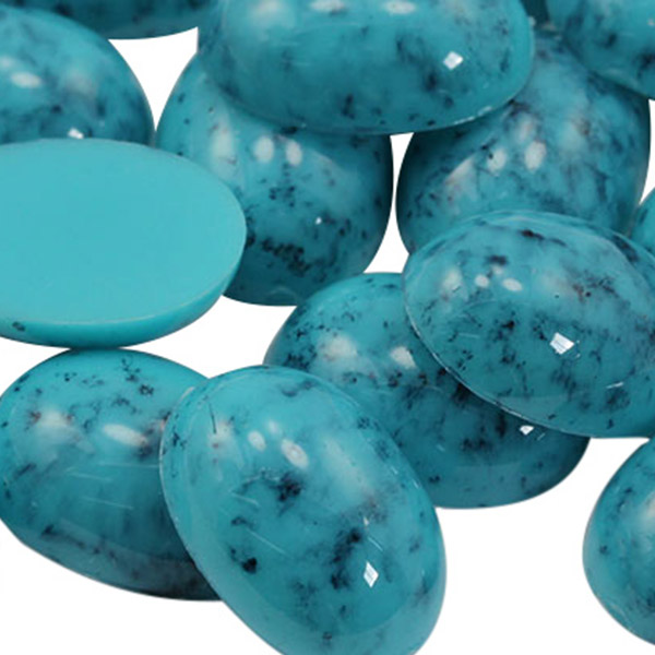 25x18mm Turquoise Oval Glass Stones-0151-97