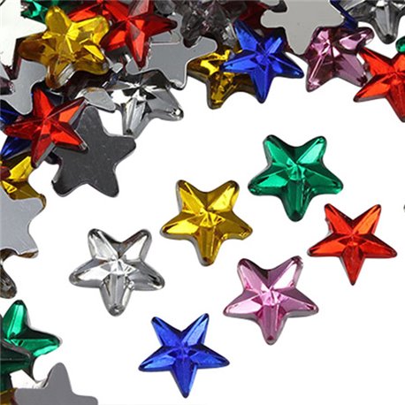 Flat Back Acrylic Star Rhinestones in Bulk Craft Gems 8mm Assorted Colors 200 Pcs 