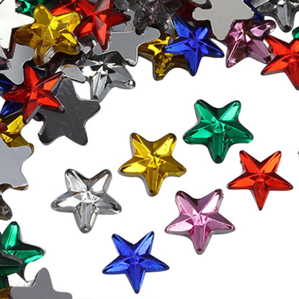 Star Rhinestones in Bulk Flat Back Acrylic Craft Gems 8mm Assorted Colors  200 Pcs