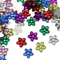 Flat Back Acrylic Flower Rhinestones in Bulk Craft Gems 8mm Assorted Colors 200 Pcs 