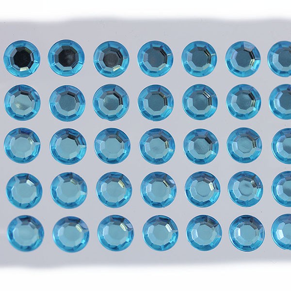 Self Adhesive Rhinestones SS30 6mm 5 Sheets / 250 Pcs Blue Aqua H109