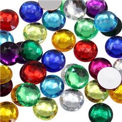 Assorted Colors Round Flat Back Acrylic Gems in Bulk