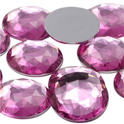 Pink Rose Round Flat Back Acrylic Gems in Bulk