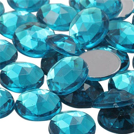 Blue Aquamarine Round Flat Back Acrylic Gems in Bulk