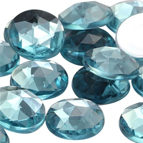 Light Blue Aqua Round Flat Back Acrylic Gems in Bulk