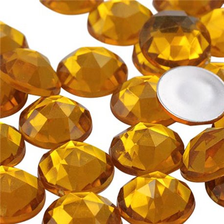 Gold Topaz Round Flat Back Acrylic Gems in Bulk