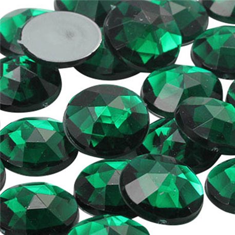 Green Emerald Round Flat Back Acrylic Gems in Bulk