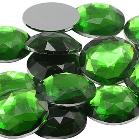 Green Peridot H120 Round Flat Back Acrylic Gems in Bulk