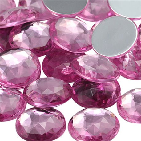 Pink Rose Round Flat Back Acrylic Gems in Bulk