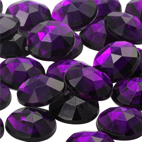 Purple Amethyst Round Flat Back Acrylic Gems in Bulk