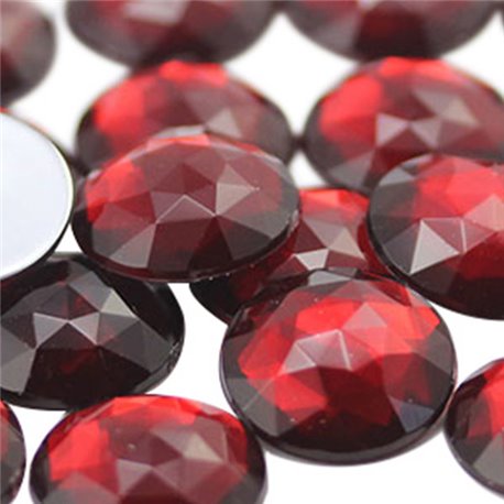 Dark Red Ruby Garnet A28 Round Flat Back Acrylic Gems in Bulk