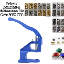 Deluxe Nailhead & Rhinestone Kit - Stud Setter Plus 2500 Nailheads And Rhinestone Studs