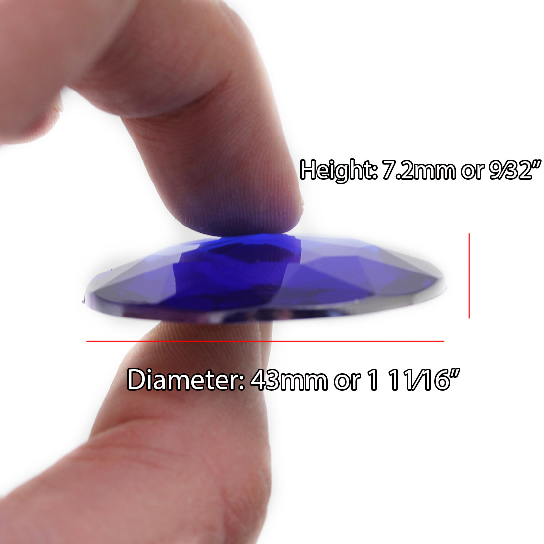 allstarco 43mm round acrylic plastic gems rhinestones height measurements