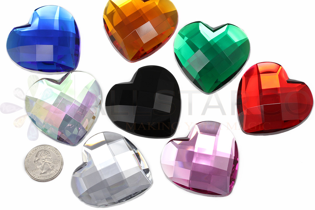 costume making plastic heart gems