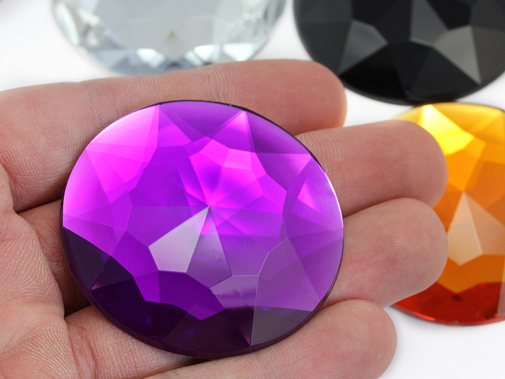 allstarco 50mm purple amethyst round acrylic plastic gems rhinestones