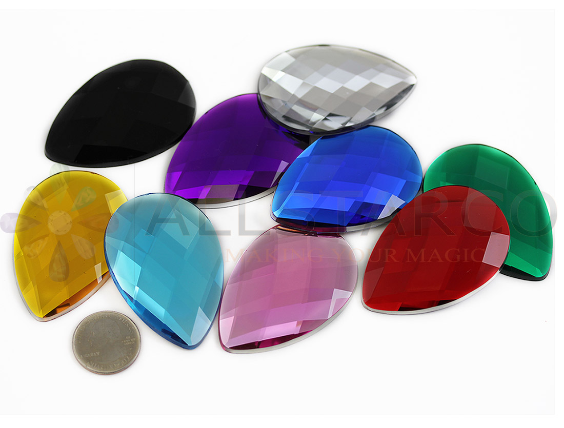 teardrop acrylic flat back rhinestones gems for cosplay