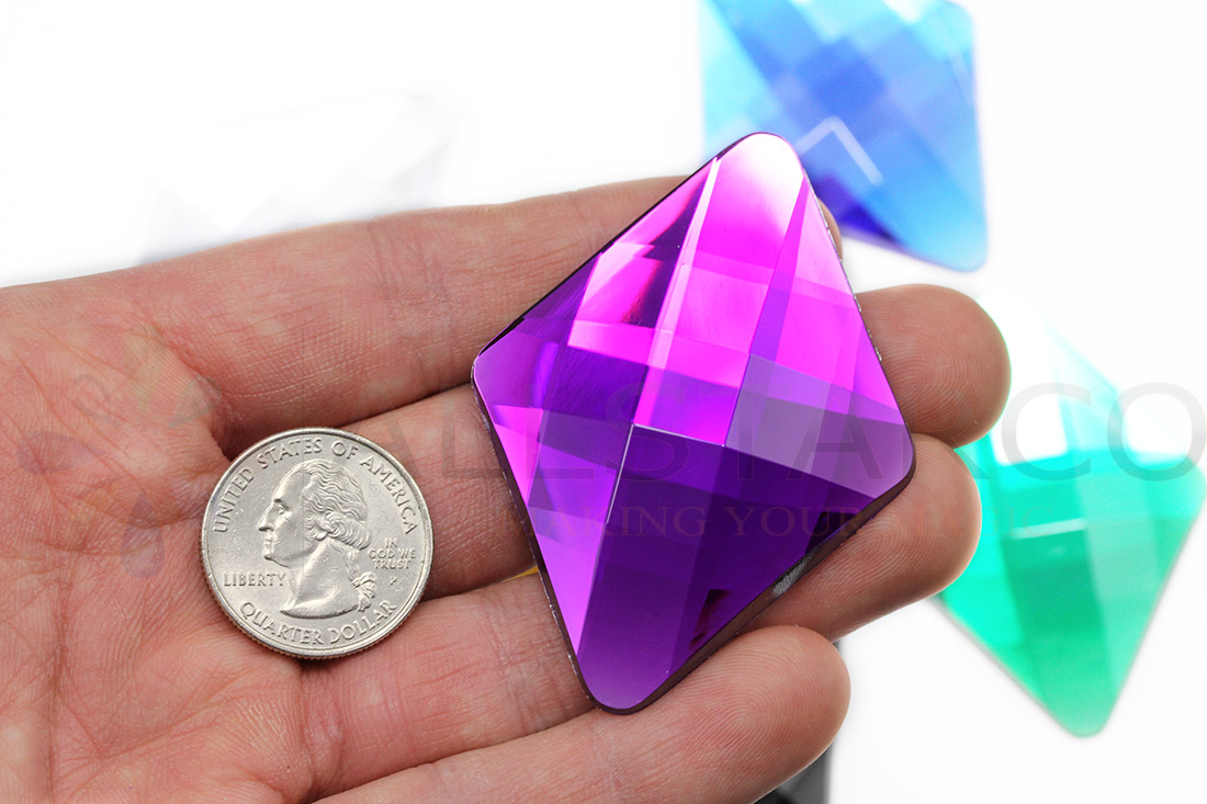 plastic diamond large acrylid purple amethyst gems