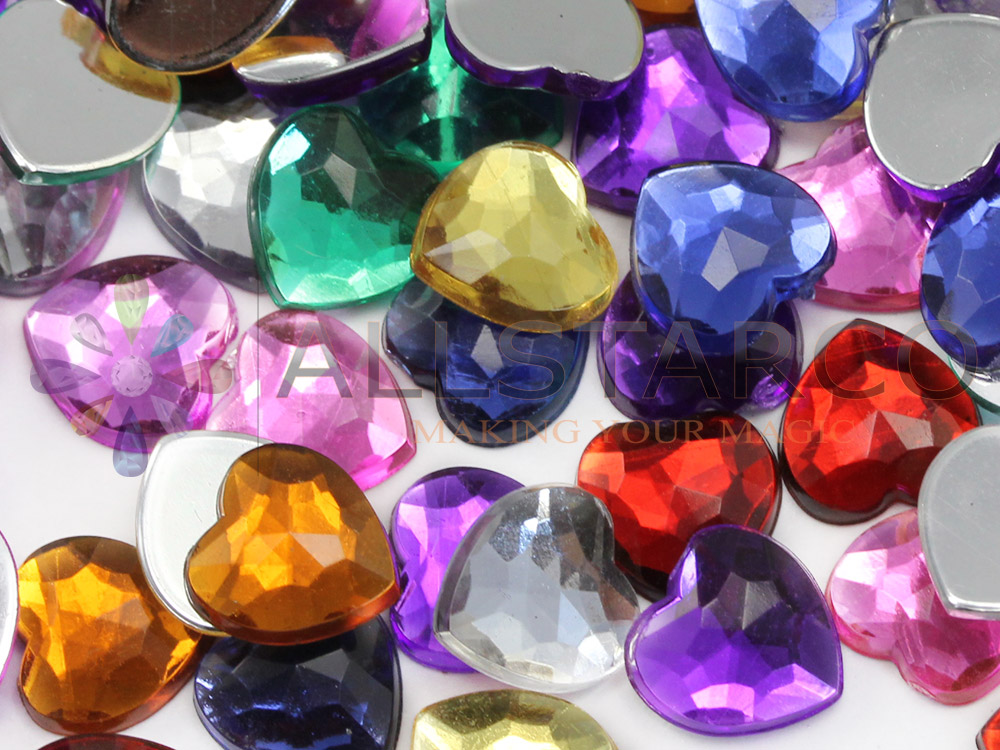 heart acrylic flat back rhinestones gems for cosplay